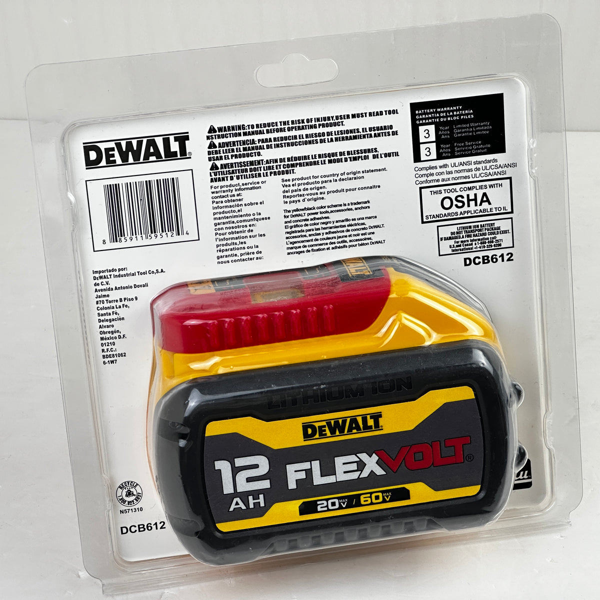 Genuine DeWALT DCB612 FLEXVOLT 20V/60V MAX 12.0 Ah Lithium-Ion Battery Pack